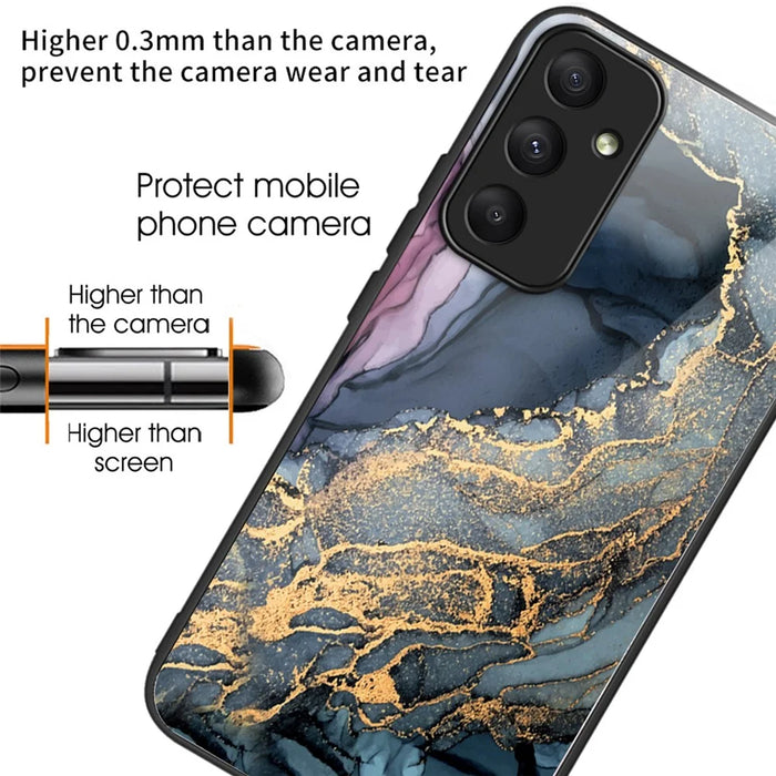 For Samsung Galaxy A35 5G Tempered Glass Back Phone Case Marble Pattern Printing - Style G - 2