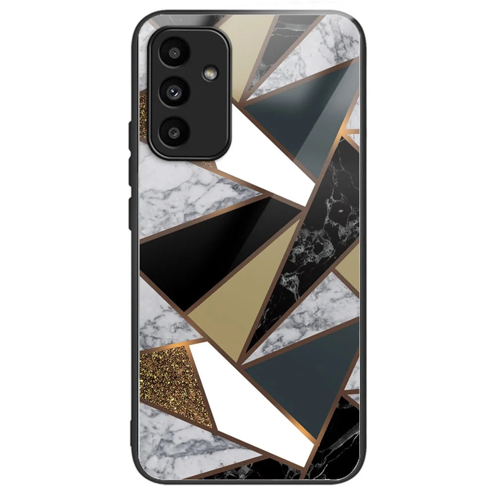 For Samsung Galaxy A15 4G / 5G Tempered Glass Case Shock Protective Phone Cover Marble Pattern - Style N - 1