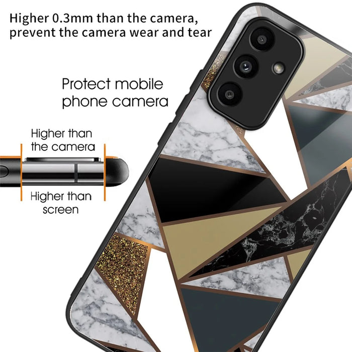 For Samsung Galaxy A15 4G / 5G Tempered Glass Case Shock Protective Phone Cover Marble Pattern - Style N - 2
