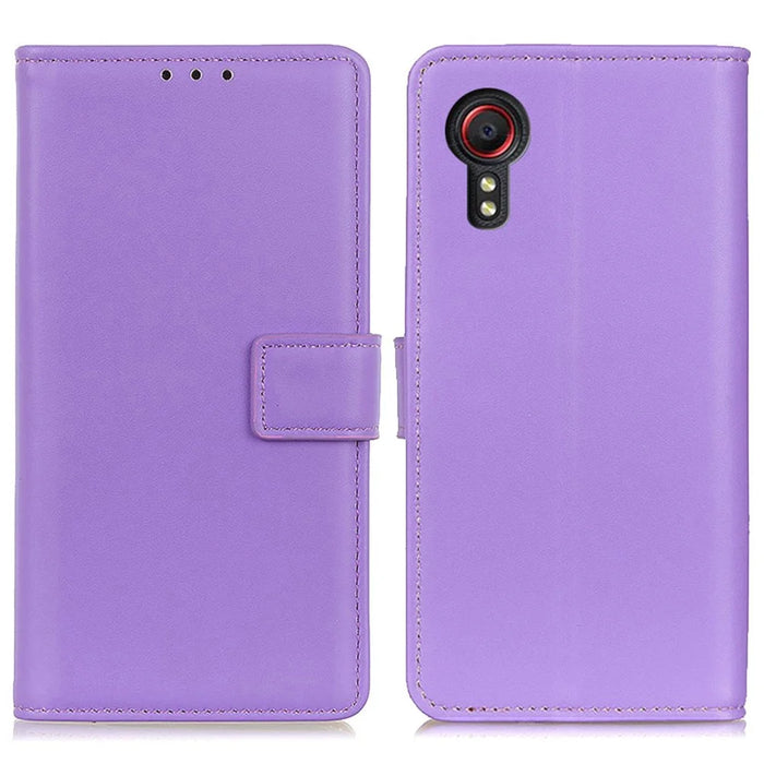 For Samsung Galaxy Xcover7 Leather Phone Case with Wallet Stand Magnetic Clasp - Purple - 1
