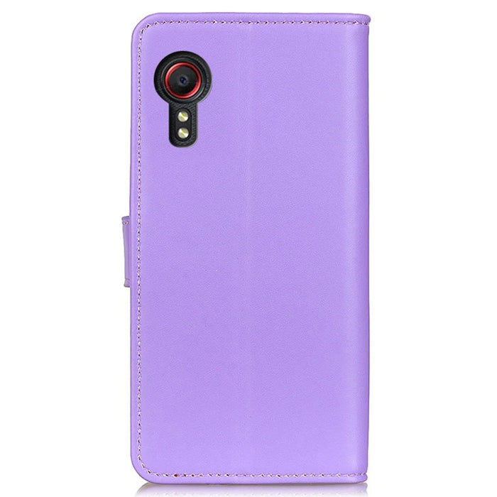 For Samsung Galaxy Xcover7 Leather Phone Case with Wallet Stand Magnetic Clasp - Purple - 7