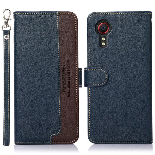 KHAZNEH For Samsung Galaxy Xcover7 Leather Phone Case RFID Blocking Wallet - Blue - 1