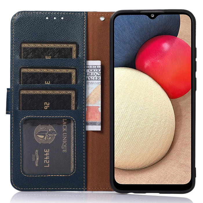 KHAZNEH For Samsung Galaxy Xcover7 Leather Phone Case RFID Blocking Wallet - Blue - 4