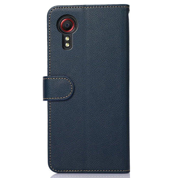 KHAZNEH For Samsung Galaxy Xcover7 Leather Phone Case RFID Blocking Wallet - Blue - 7