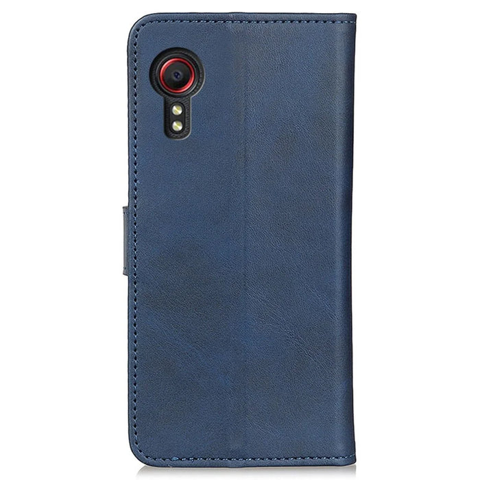 For Samsung Galaxy Xcover7 Cowhide Texture Leather Case with Wallet Stand - Blue - 7