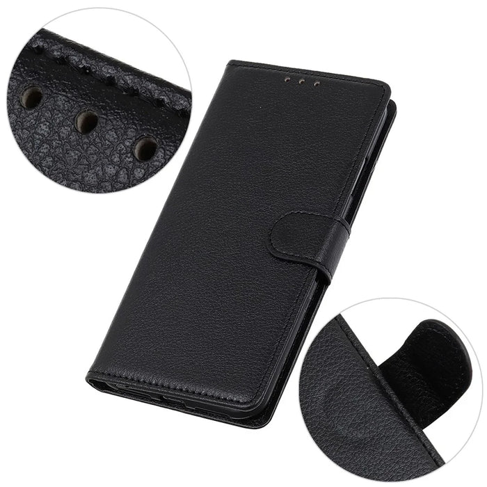 For Samsung Galaxy Xcover7 Leather Case Classic Lychee Texture Phone Wallet Cover - Black - 5