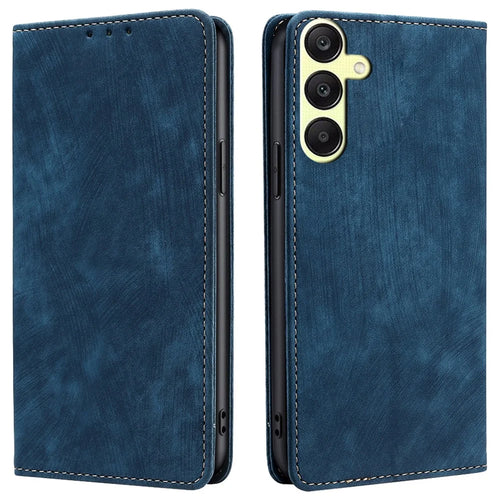For Samsung Galaxy A25 5G (Global) (161.0 x 76.5 x 8.3mm) Case RFID Blocking PU Leather+TPU Wallet Phone Cover - Blue - 1