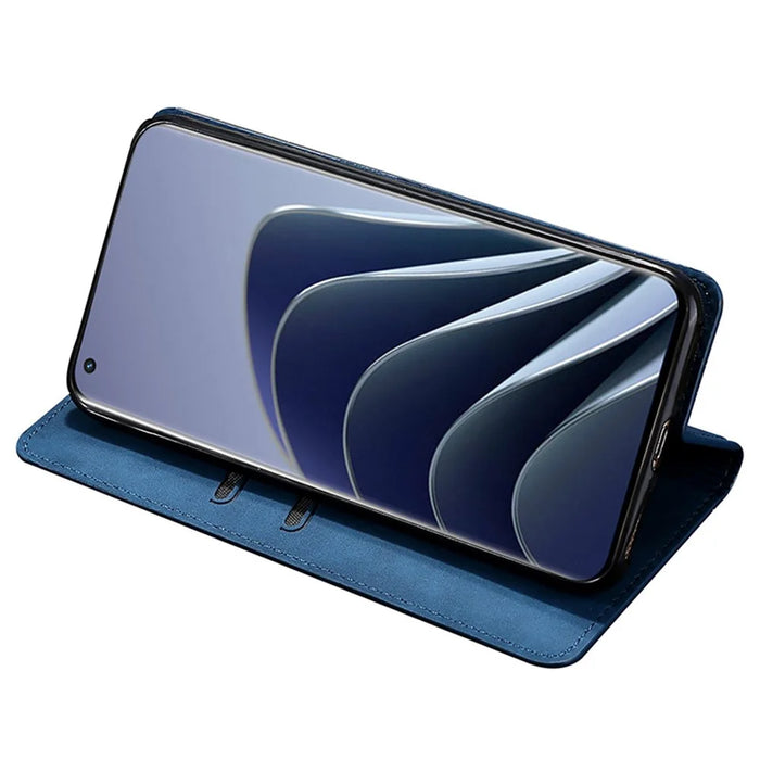 PU Leather Shell for OnePlus 12 5G Phone Case Stand Card Slots Cell Phone Cover - Blue - 3