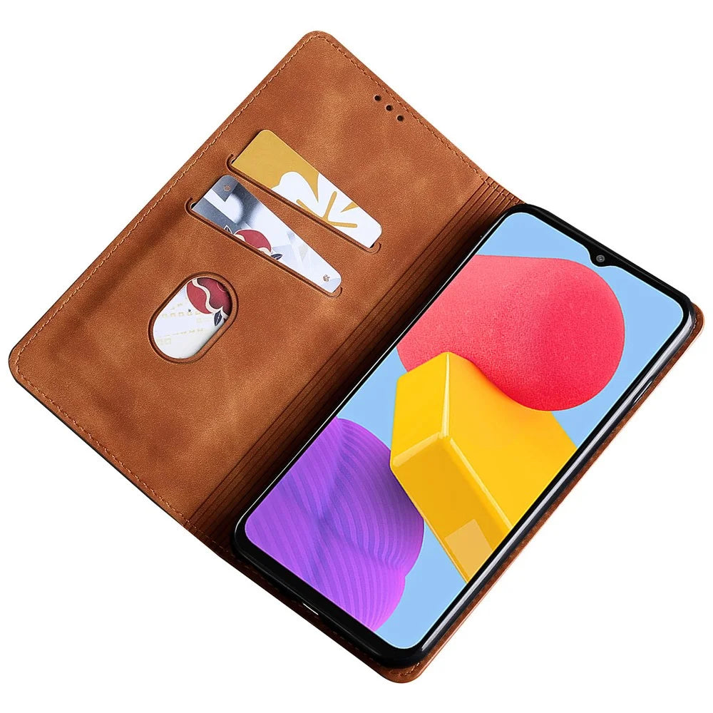 For Samsung Galaxy A15 5G / 4G Case PU Leather Stand Mobile Phone Cover with Card Slots - Light Brown - 2