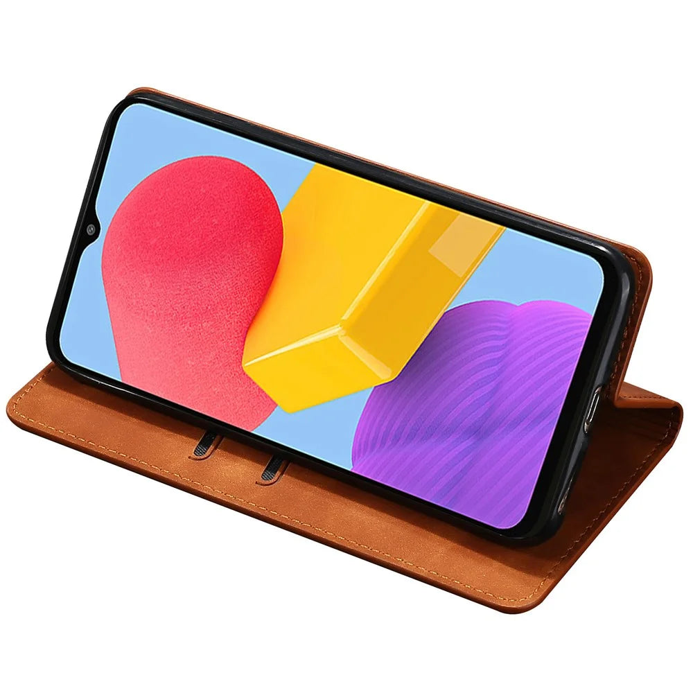 For Samsung Galaxy A15 5G / 4G Case PU Leather Stand Mobile Phone Cover with Card Slots - Light Brown - 3