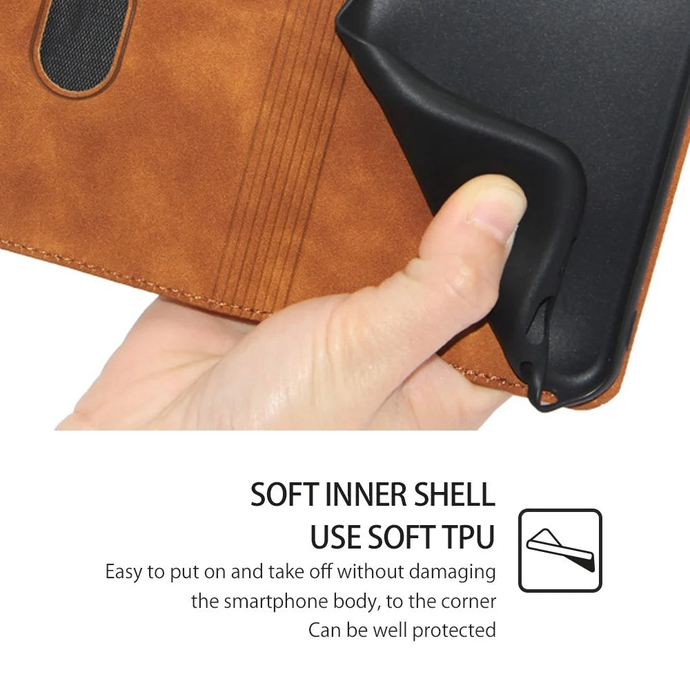 For Samsung Galaxy A15 5G / 4G Case PU Leather Stand Mobile Phone Cover with Card Slots - Light Brown - 6
