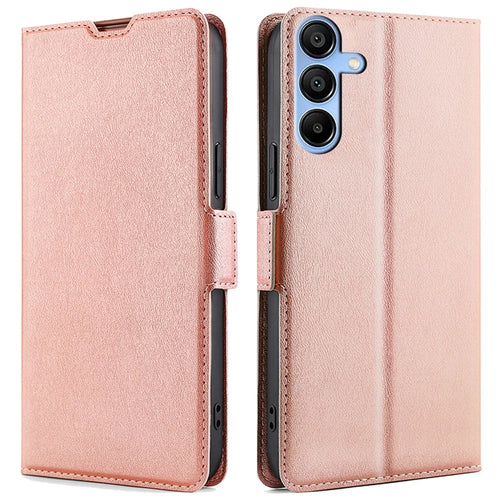 Phone Case for Samsung Galaxy A15 5G / 4G PU Leather Flip Phone Cover with Card Slots - Rose Gold - 1