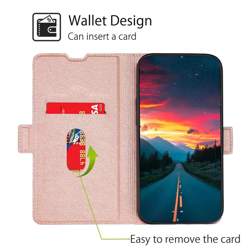 Phone Case for Samsung Galaxy A15 5G / 4G PU Leather Flip Phone Cover with Card Slots - Rose Gold - 2