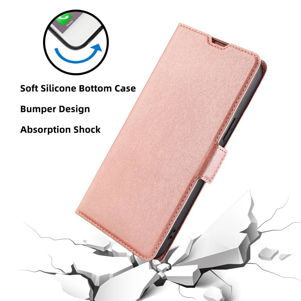 Phone Case for Samsung Galaxy A15 5G / 4G PU Leather Flip Phone Cover with Card Slots - Rose Gold - 4