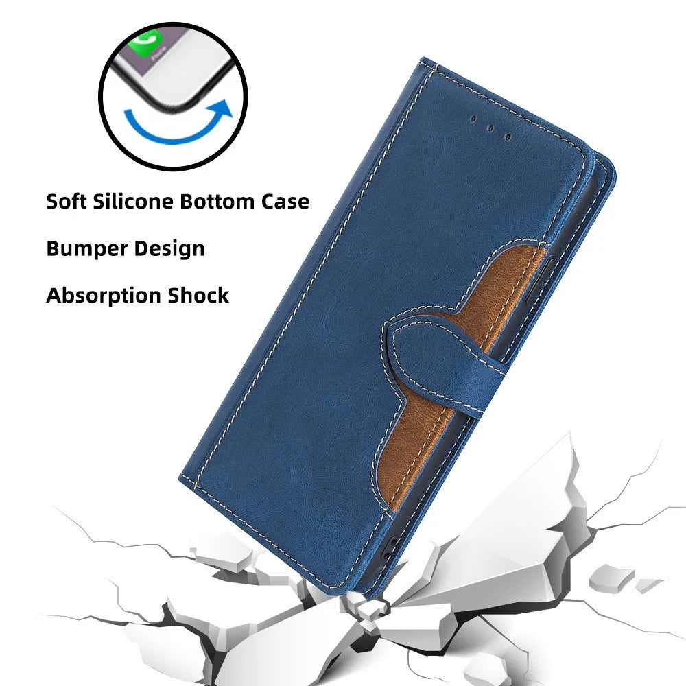 For TECNO Spark 20 Pro Cell Phone Case Straw Hat Design Skin-Touch Wallet PU Leather Stand Cover - Blue - 4
