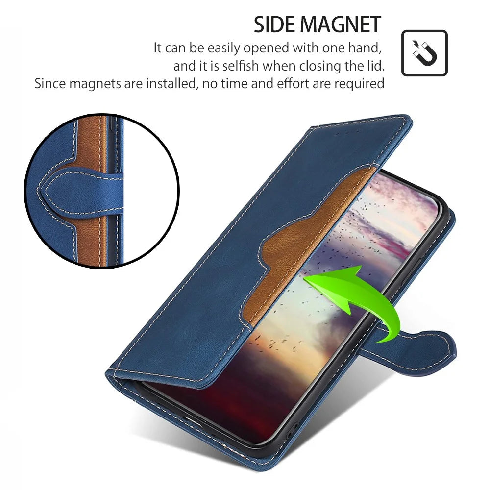 For TECNO Spark 20 Pro Cell Phone Case Straw Hat Design Skin-Touch Wallet PU Leather Stand Cover - Blue - 5