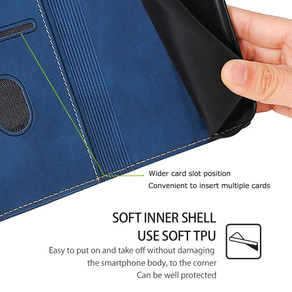 For TECNO Spark 20 Pro Cell Phone Case Straw Hat Design Skin-Touch Wallet PU Leather Stand Cover - Blue - 6