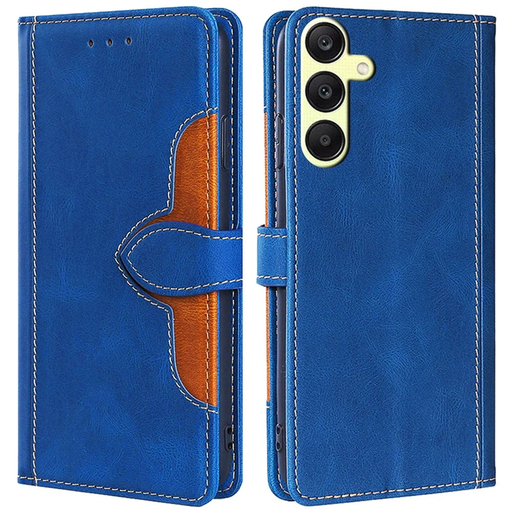 For Samsung Galaxy A25 5G (Global) (161.0 x 76.5 x 8.3mm) Leather Cover Stand Wallet Phone Case - Blue - 1