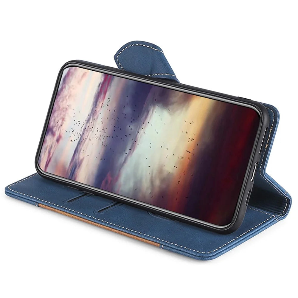 For Samsung Galaxy A25 5G (Global) (161.0 x 76.5 x 8.3mm) Leather Cover Stand Wallet Phone Case - Blue - 3