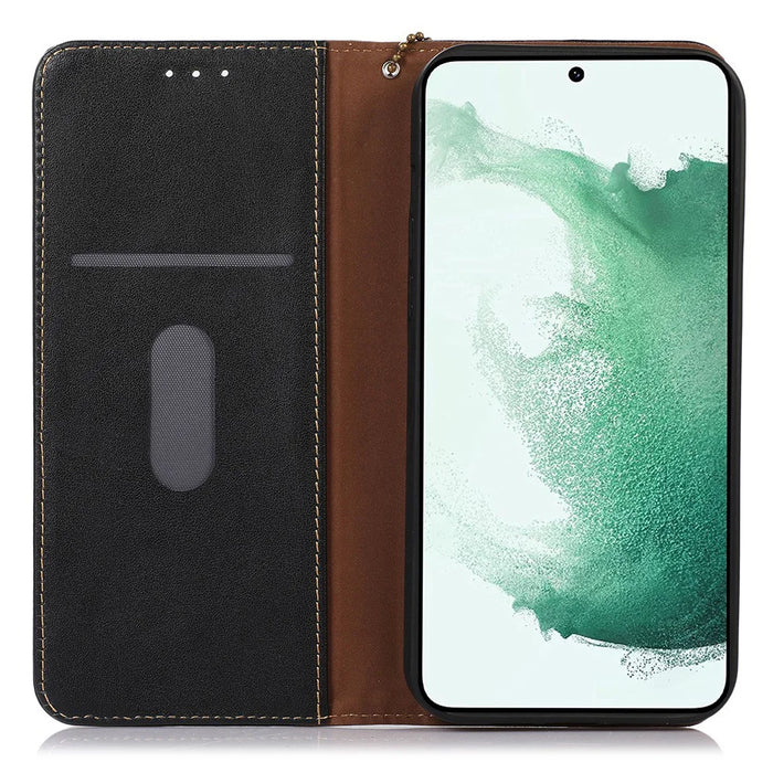KHAZNEH For Samsung Galaxy Xcover7 Genuine Cow Leather Case Phone Wallet Stand - Black - 3