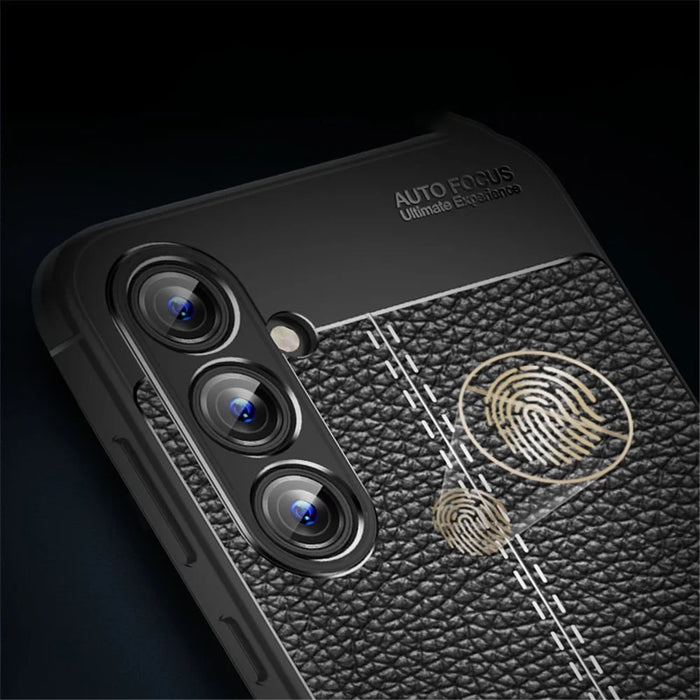 For Samsung Galaxy A55 5G Case Shockproof Litchi Texture TPU Shell Slim-fit Phone Cover - Black - 3