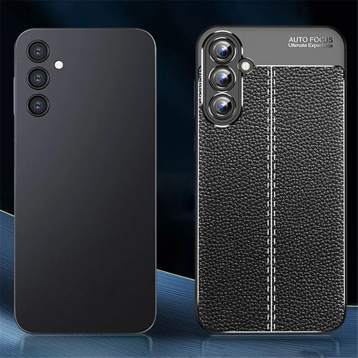 For Samsung Galaxy A55 5G Case Shockproof Litchi Texture TPU Shell Slim-fit Phone Cover - Black - 4