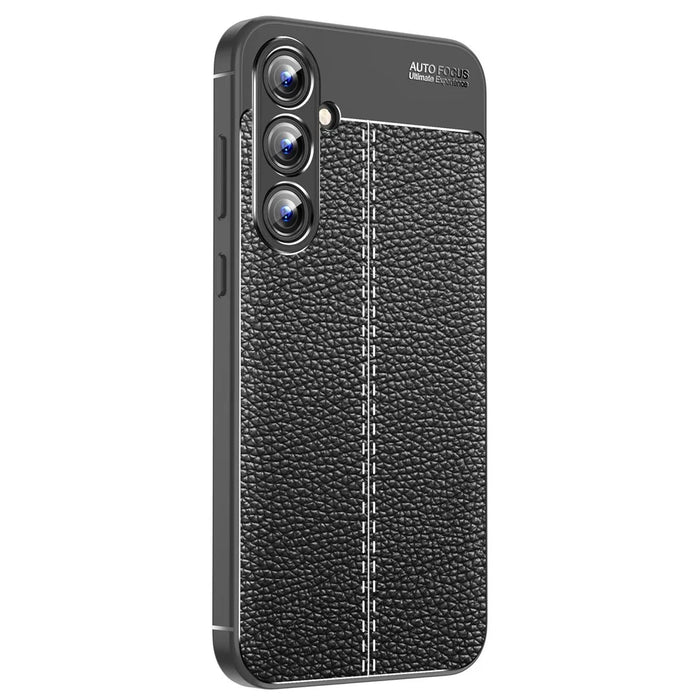 For Samsung Galaxy A55 5G Case Shockproof Litchi Texture TPU Shell Slim-fit Phone Cover - Black - 6