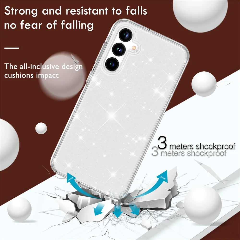 For Samsung Galaxy S23 FE Shockproof Case Anti-Drop Sparkly Glitter TPU+PC Clear Phone Case - 5