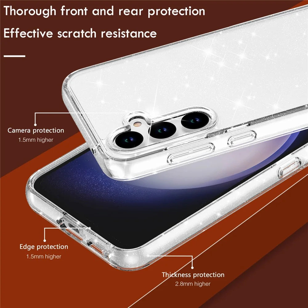 For Samsung Galaxy S23 FE Shockproof Case Anti-Drop Sparkly Glitter TPU+PC Clear Phone Case - 6