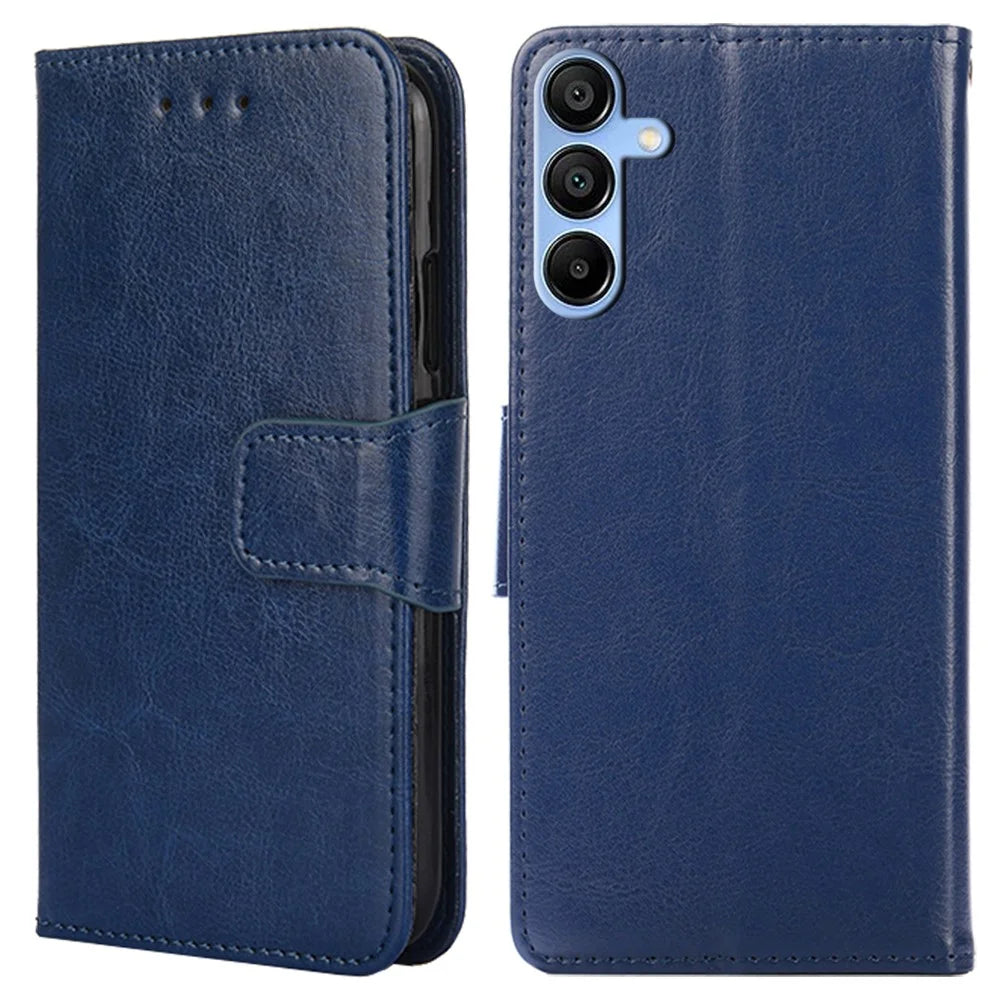 For Samsung Galaxy A15 4G / 5G Leather Case Phone Cover with Wallet Stand - Sapphire - 1