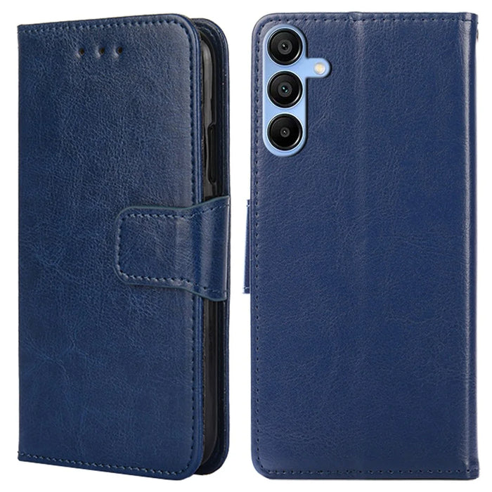 For Samsung Galaxy A15 4G / 5G Leather Case Phone Cover with Wallet Stand - Sapphire - 1