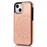For iPhone 14 Plus Cell Phone Case Imprinted Mandala Flower PU Leather+TPU Back Shell - Rose Gold - 1