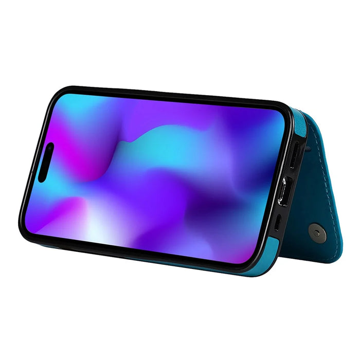 For iPhone 14 Pro Max Cell Phone Case Anti-scratch Mandala Imprinted PU Leather+TPU Cover - Blue - 4