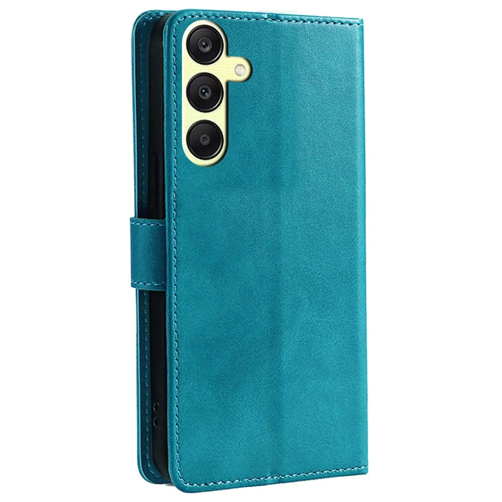 Leather Case for Samsung Galaxy A25 5G (Global) (161.0 x 76.5 x 8.3mm) Wallet Stand Cover - Baby Blue - 6