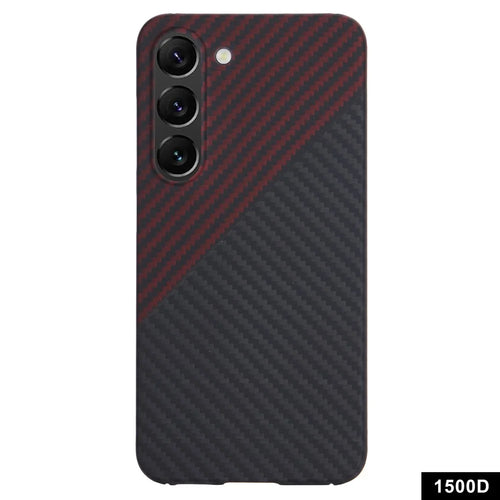 For Samsung Galaxy S23 Slim Case 1500D Texture Aramid Fiber Black / Red Phone Case - 1