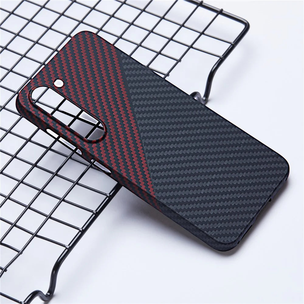 For Samsung Galaxy S23 Slim Case 1500D Texture Aramid Fiber Black / Red Phone Case - 3