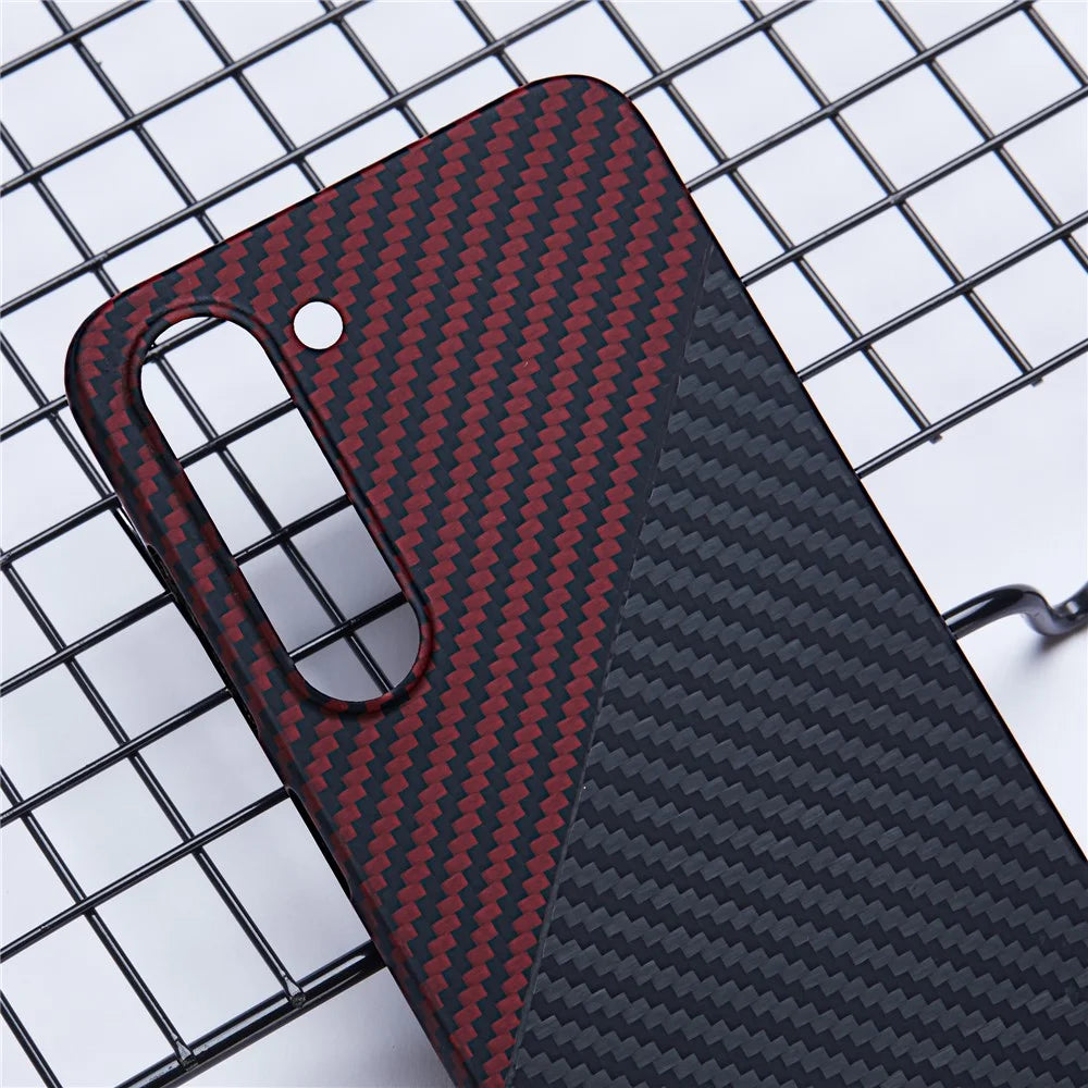 For Samsung Galaxy S23 Slim Case 1500D Texture Aramid Fiber Black / Red Phone Case - 4