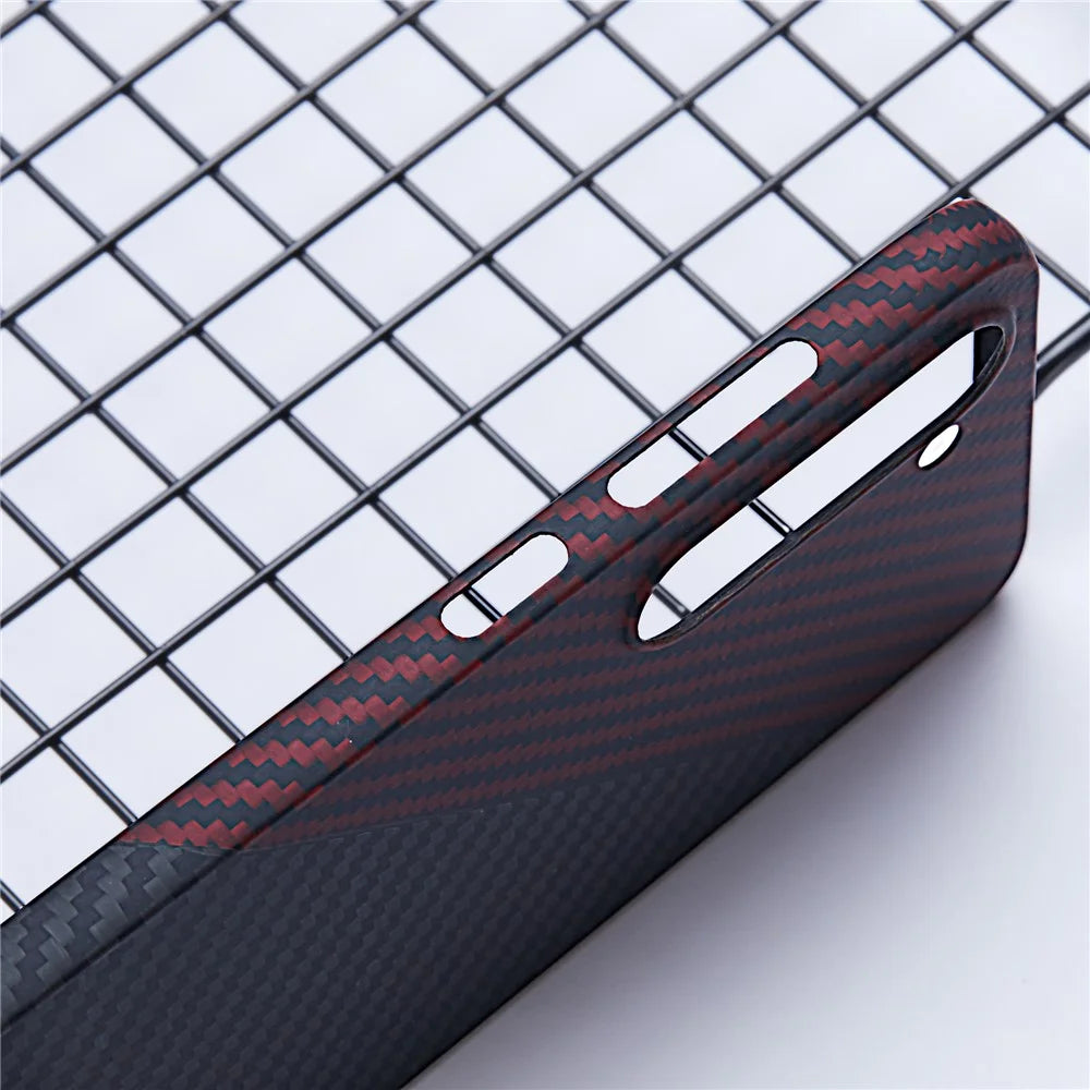 For Samsung Galaxy S23 Slim Case 1500D Texture Aramid Fiber Black / Red Phone Case - 5
