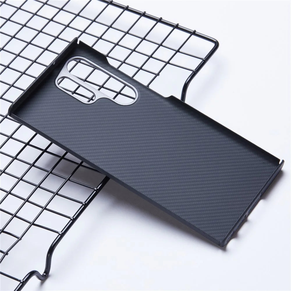 For Samsung Galaxy S23 Ultra Case with Metal Lens Frame, 600D Fine Texture Aramid Fiber Black Phone Cover - 3