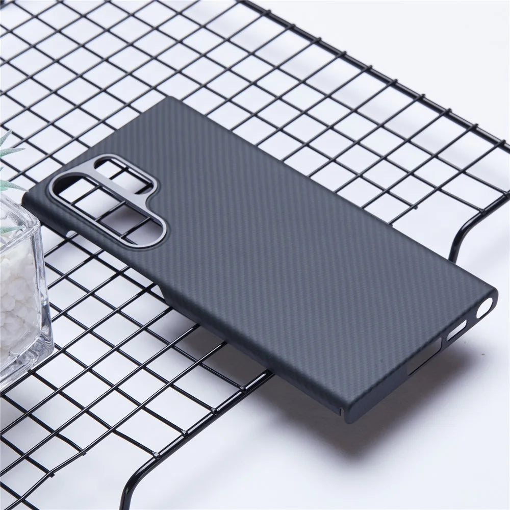 For Samsung Galaxy S23 Ultra Case with Metal Lens Frame, 600D Fine Texture Aramid Fiber Black Phone Cover - 4