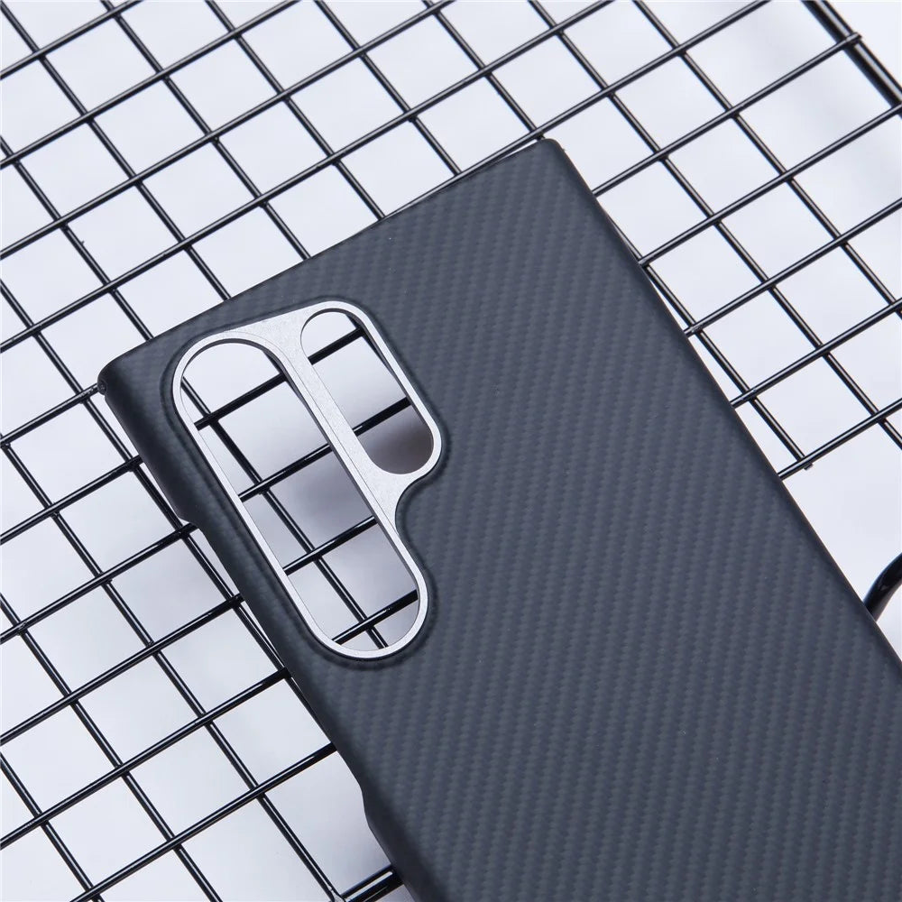 For Samsung Galaxy S23 Ultra Case with Metal Lens Frame, 600D Fine Texture Aramid Fiber Black Phone Cover - 7