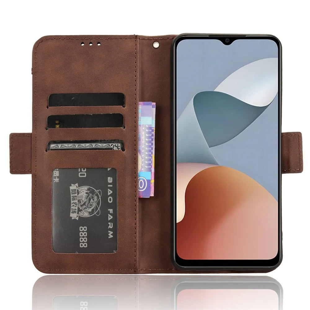 For ZTE Blade A54 Leather Folio Wallet Case Stand View Phone Cover Card Slots - Brown - 3