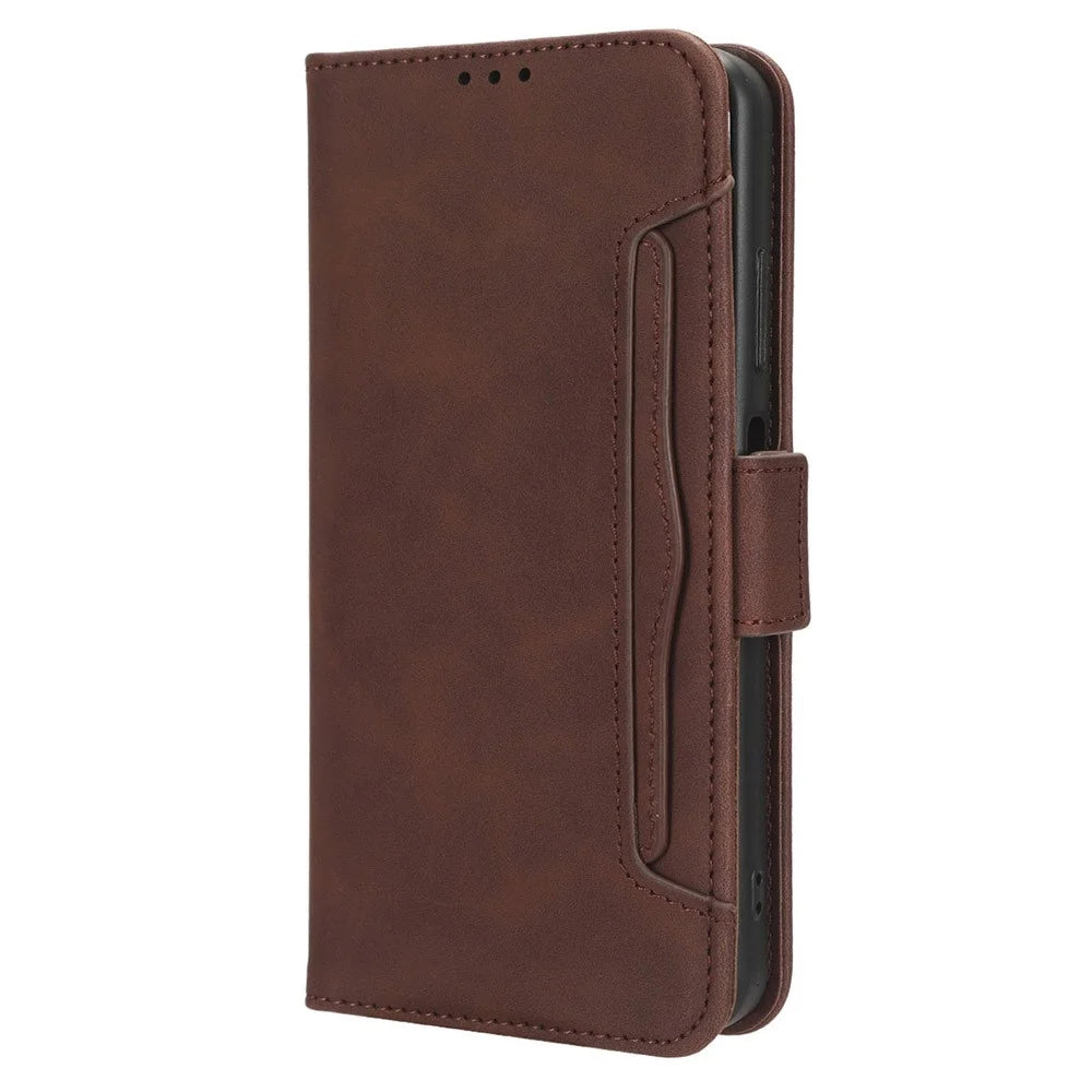 For ZTE Blade A54 Leather Folio Wallet Case Stand View Phone Cover Card Slots - Brown - 6