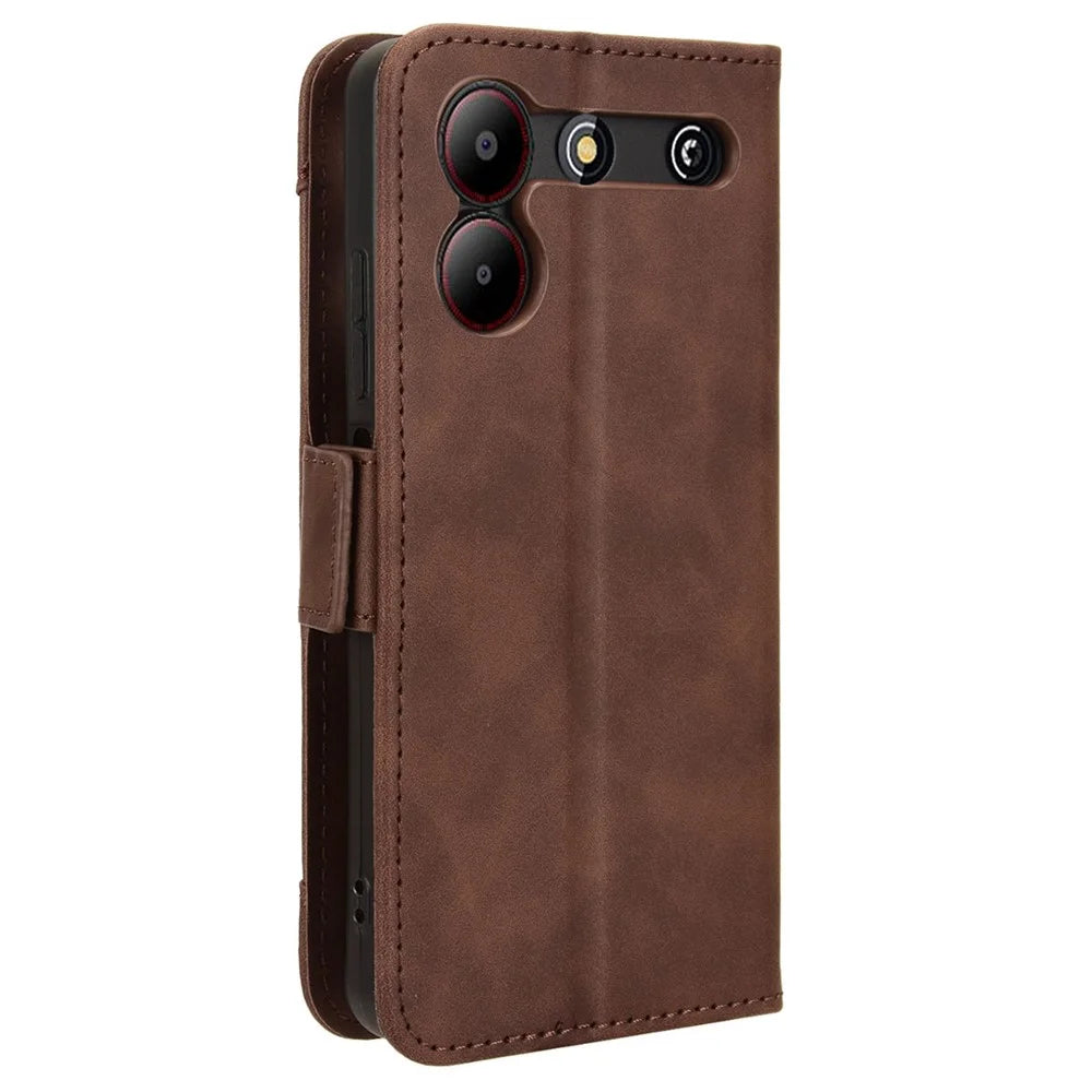 For ZTE Blade A54 Leather Folio Wallet Case Stand View Phone Cover Card Slots - Brown - 7