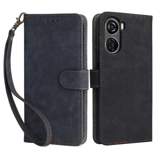 For ZTE Blade V41 Vita 5G / Axon 40 Lite / Blade V40 Design / V50 Design 5G / nubia Neo 5G Leather Case Phone Cover RFID Blocking - Black - 1