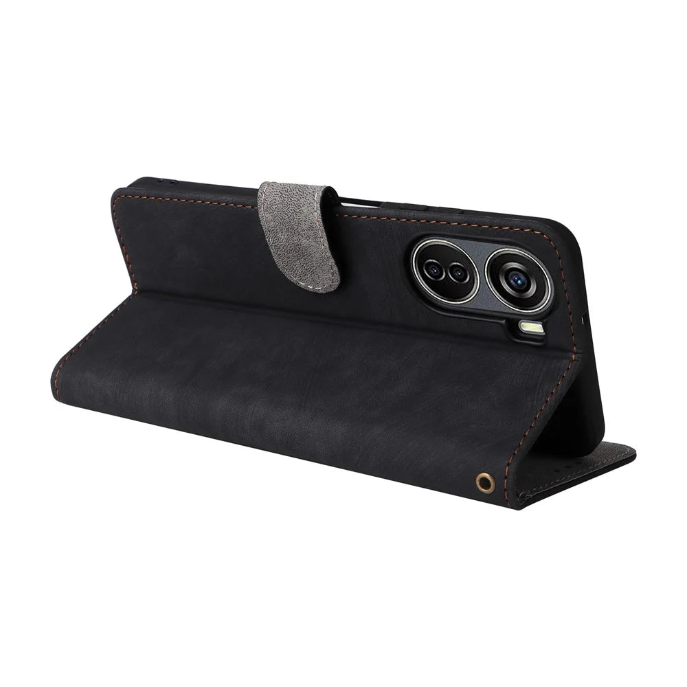 For ZTE Blade V41 Vita 5G / Axon 40 Lite / Blade V40 Design / V50 Design 5G / nubia Neo 5G Leather Case Phone Cover RFID Blocking - Black - 4