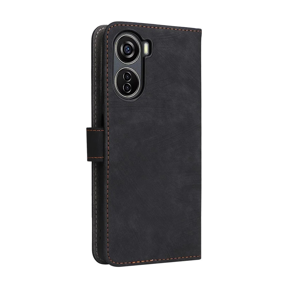 For ZTE Blade V41 Vita 5G / Axon 40 Lite / Blade V40 Design / V50 Design 5G / nubia Neo 5G Leather Case Phone Cover RFID Blocking - Black - 6