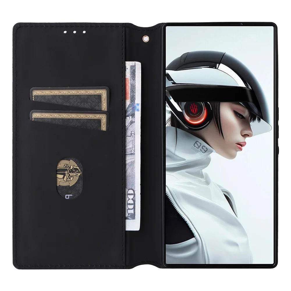 For ZTE nubia Red Magic 9 Pro+ 5G / Red Magic 9 Pro 5G Case Phone Stand Magnetic Phone Cover - Black - 2