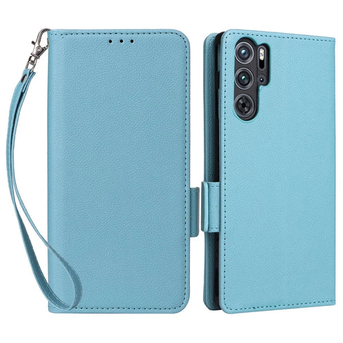 For ZTE nubia Red Magic 9 Pro 5G / 9 Pro+ 5G Phone Folio Case Litchi Texture Wallet Cover - Baby Blue - 1