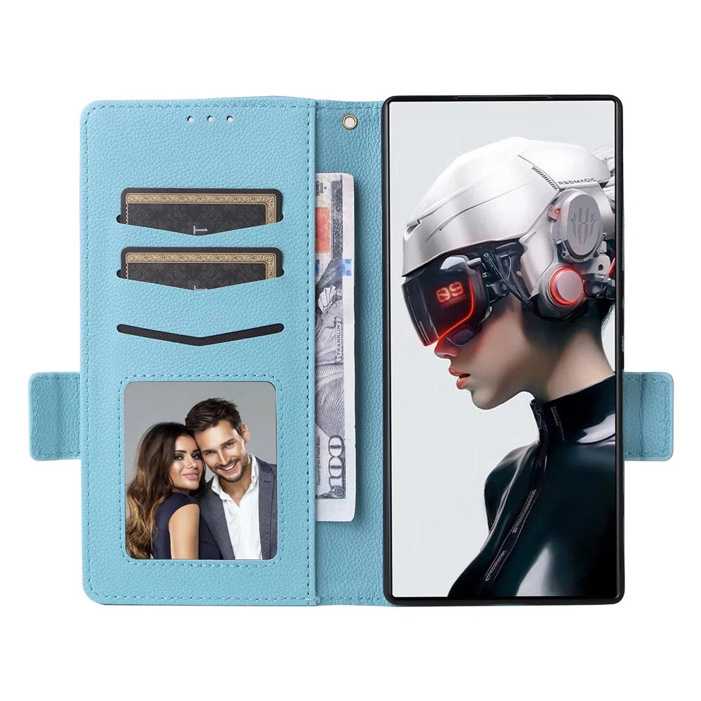 For ZTE nubia Red Magic 9 Pro 5G / 9 Pro+ 5G Phone Folio Case Litchi Texture Wallet Cover - Baby Blue - 2